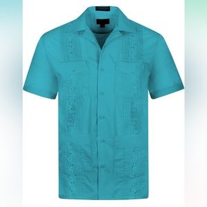 3/$50 Omega Men’s Casual Button Down Cuban Guayabera Short Sleeve Shirt